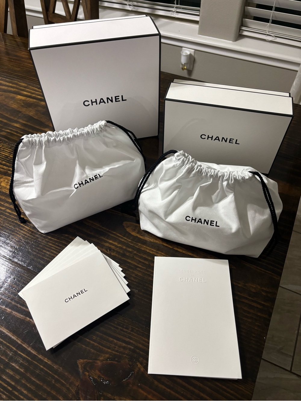 CHANEL Packaging Lot Dust Bags, Gift Boxes, Ribbon, Cards, Booklet